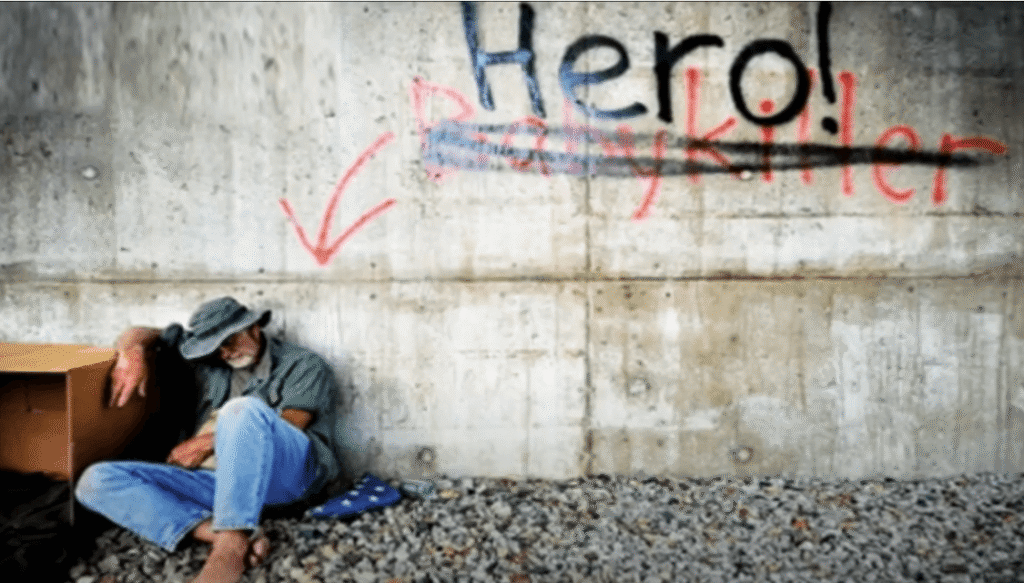 A picture of a homeless Super Heros Palace veteran